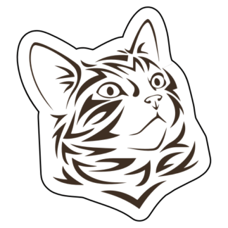 Tribal Cat Sticker (Brown)